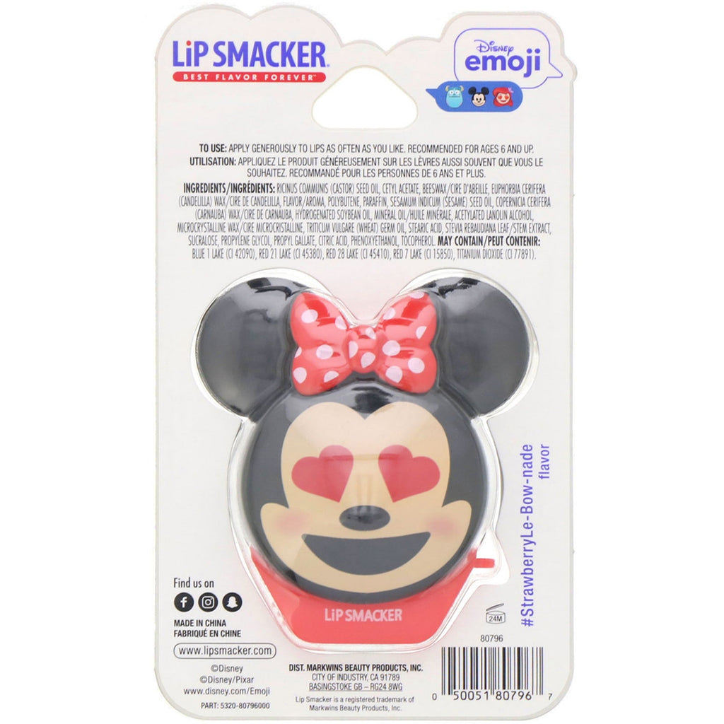 Lip Smacker, Disney Emoji Lip Balm, Minnie, #StrawberryLe-Bow-nade, 0.26 oz (7.4 g)