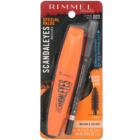 Rimmel London, Scandaleyes Mascara with Waterproof Kohl Kajal Liner, 003 Extreme Black, 2 Piece Set