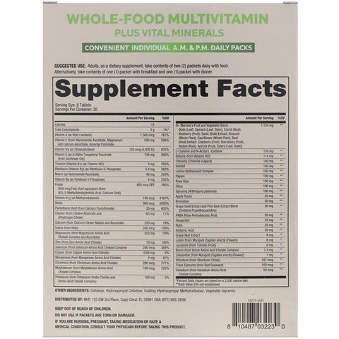 Dr. Mercola, Whole-Food Multivitamin A.M. & P.M. Daily Packs, 30 Dual Packs