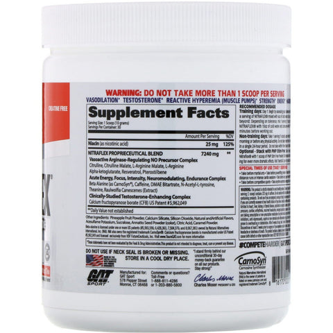 GAT, NITRAFLEX, Peach Iced Tea, 10.6 oz (300 g)