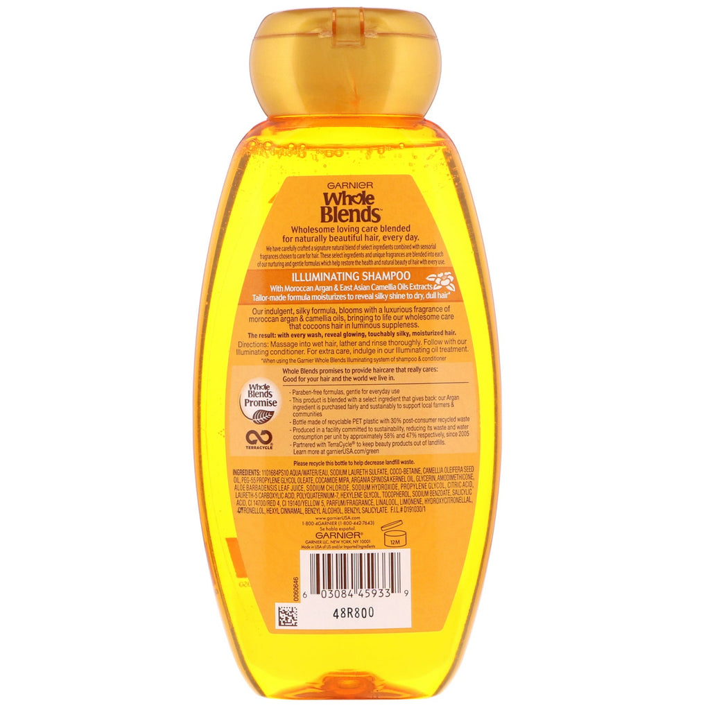 Garnier, Whole Blends, Illuminating Shampoo, Moroccan Argan & Camellia Oils Extracts, 12.5 fl oz (370 ml)