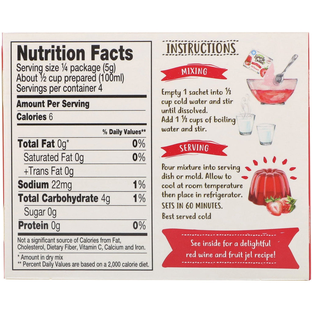 Natural Simply Delish, Natural Jel Dessert, Strawberry, 0.7 oz (20 g)