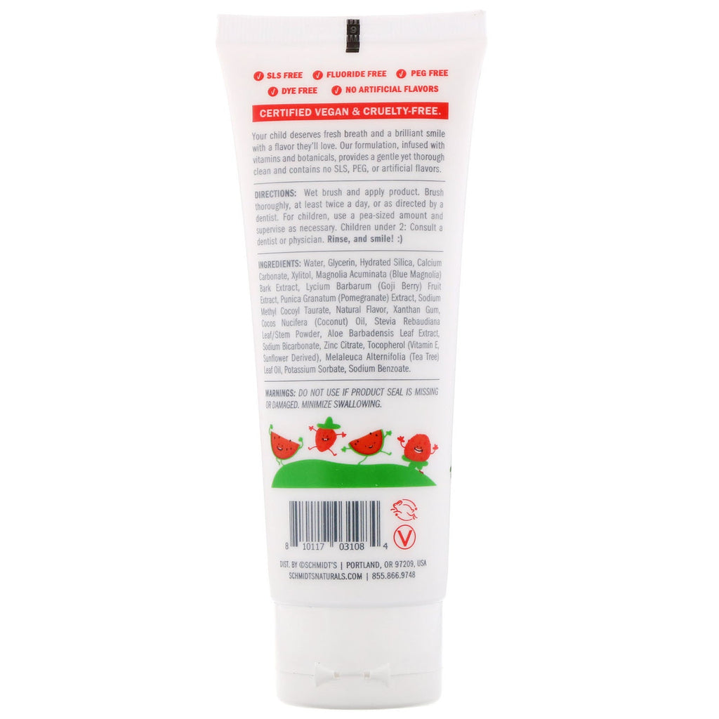 Schmidt's, Kids Tooth + Mouth Paste, Watermelon + Strawberry, 4.7 oz (133 g)