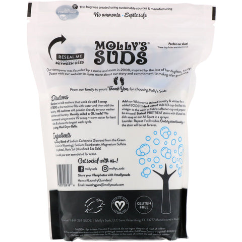 Molly's Suds, Laundry Powder, Ultra Concentrated, Unscented, 70 Loads, 47 oz (1.33 kg)