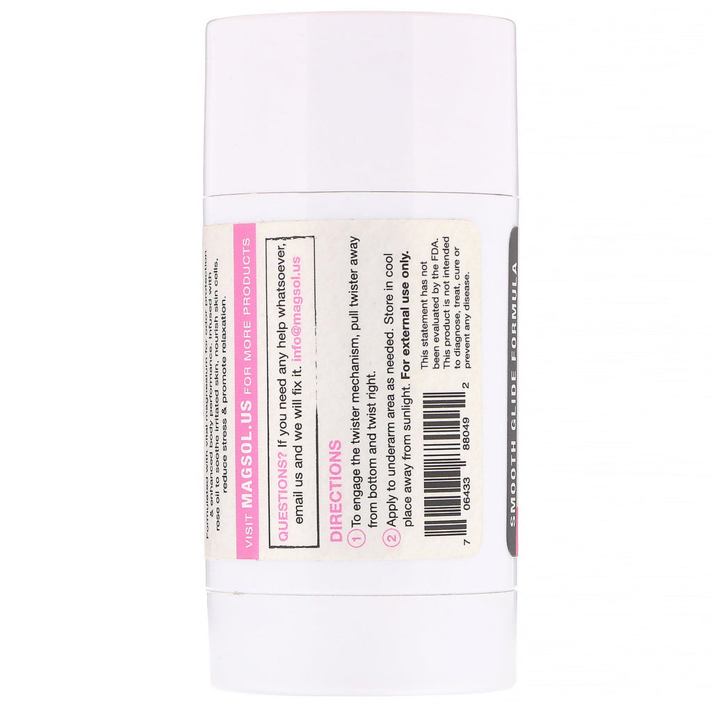 Magsol, Magnesium Deodorant, Rose, 2.8 oz (80 g)