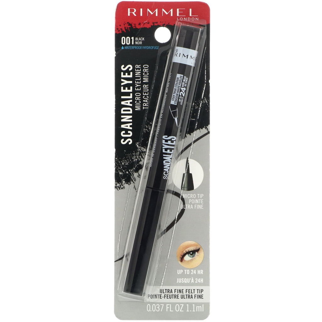 Rimmel London, Scandaleyes Micro Eyeliner, 001 Black, .037 fl oz (1.1 ml)