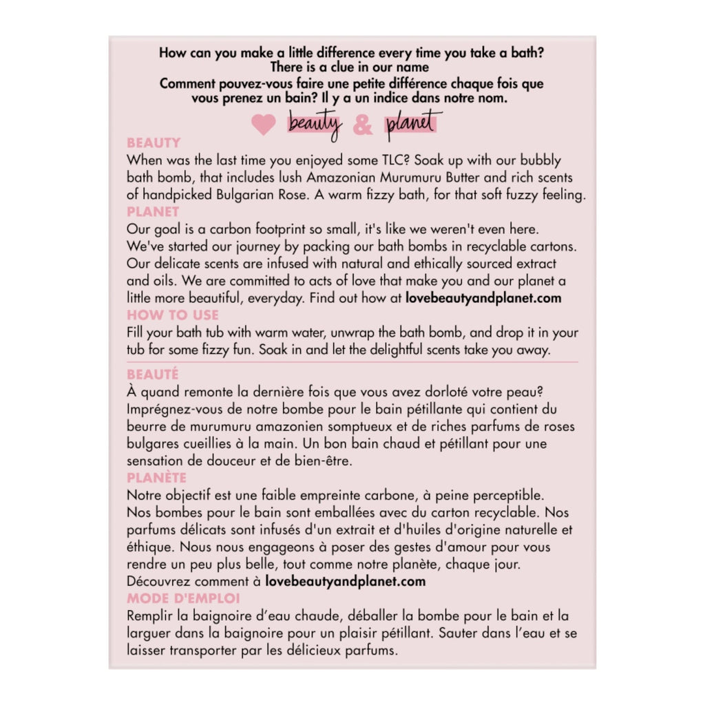 Love Beauty and Planet, Bath Bomb, Murumuru Butter & Rose, 3.9 oz (110 g)