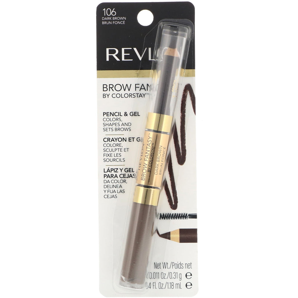 Revlon, Brow Fantasy, 106 Dark Brown, 0.011 oz (0.31 g) / 0.04 fl oz (1.18 ml)