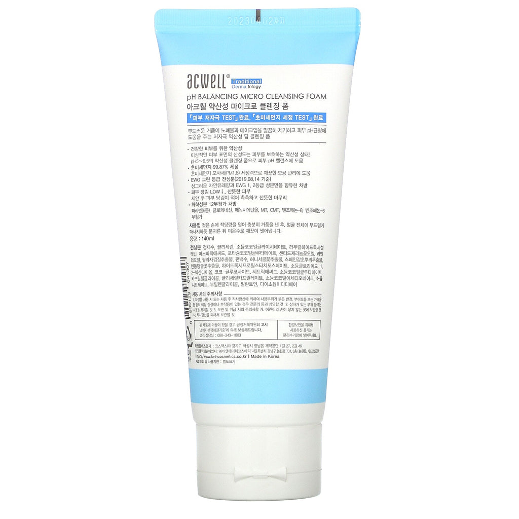 Acwell, No 5.5, pH Balancing Micro Cleansing Foam, 140 ml