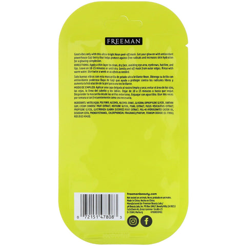 Freeman Beauty, Neon Vibes, Get Lit, Illuminating Peel-Off Mask, 0.33 fl oz (10 ml)