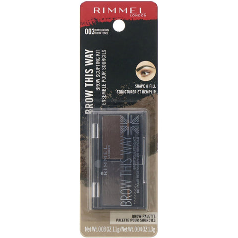 Rimmel London, Brow This Way Brow Sculpting Kit, 003 Dark Brown, 1 Kit