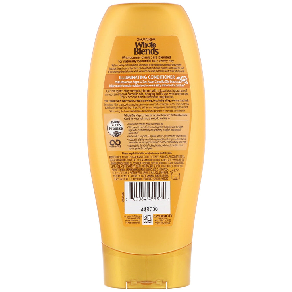 Garnier, Whole Blends, Illuminating Conditioner, Moroccan Argan & Camellia Oils Extracts, 12.5 fl oz (370 ml)