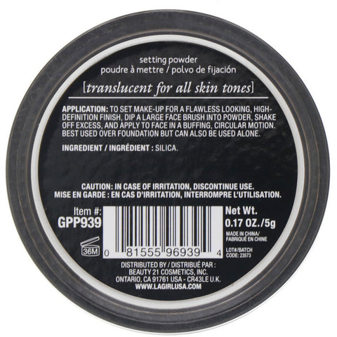 L.A. Girl, Pro HD Setting Powder, Translucent, 0.17 oz (5 g)