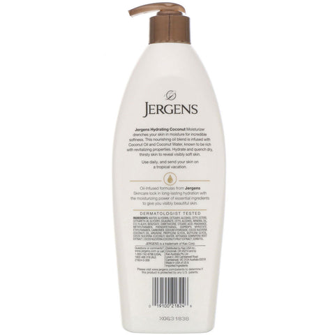 Jergens, Hydrating Coconut Moisturizer, Oil-Infused, 16.8 fl oz (496 ml)