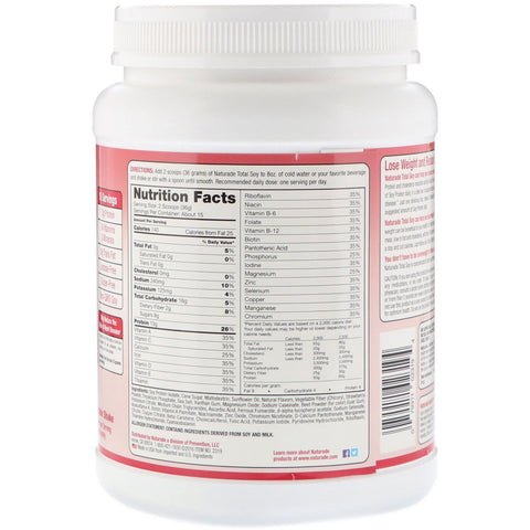 Naturade, Total Soy, Meal Replacement, Strawberry Delight, 1.2 lbs (540 g)