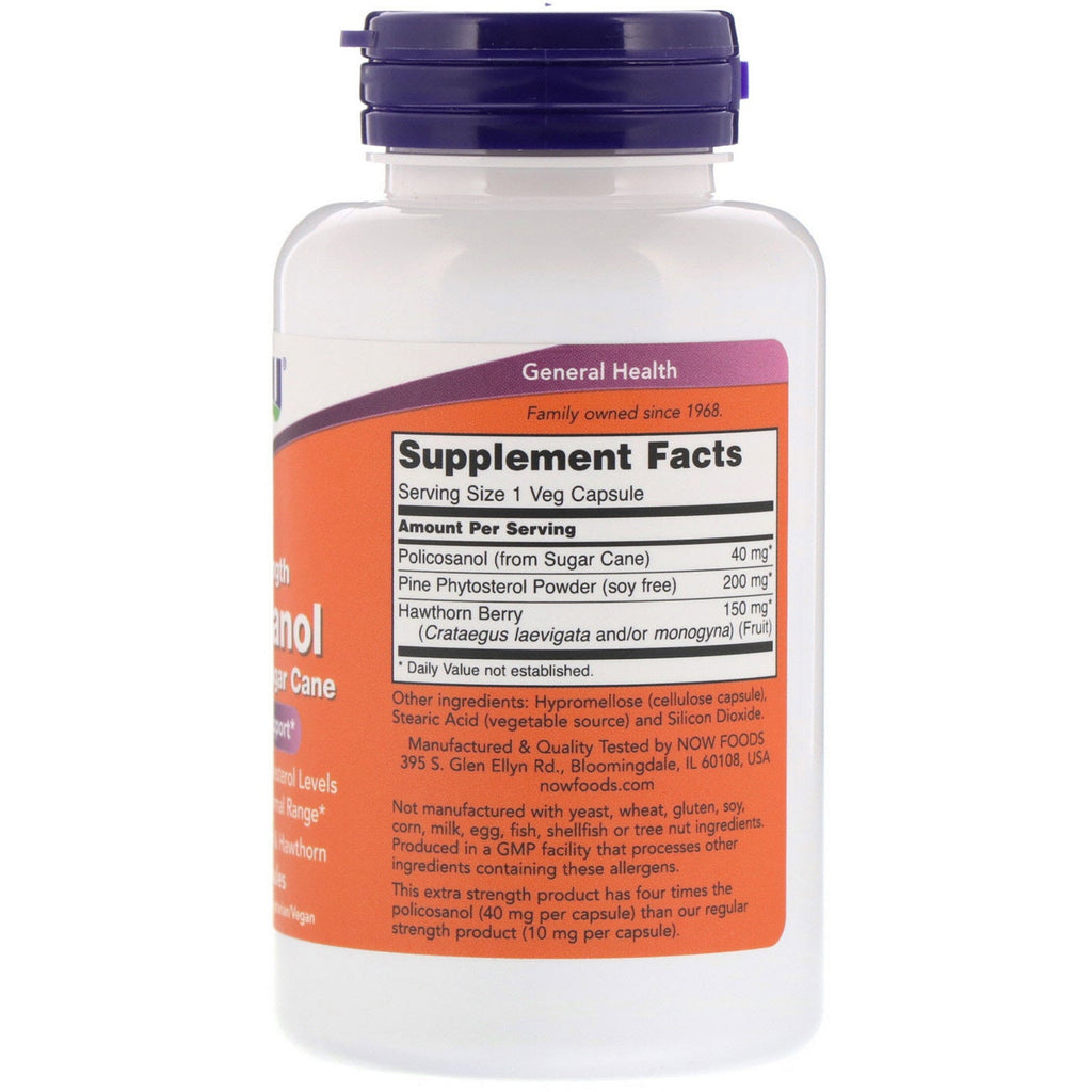 Now Foods, Extra Strength Policosanol, 40 mg, 90 Veg Capsules