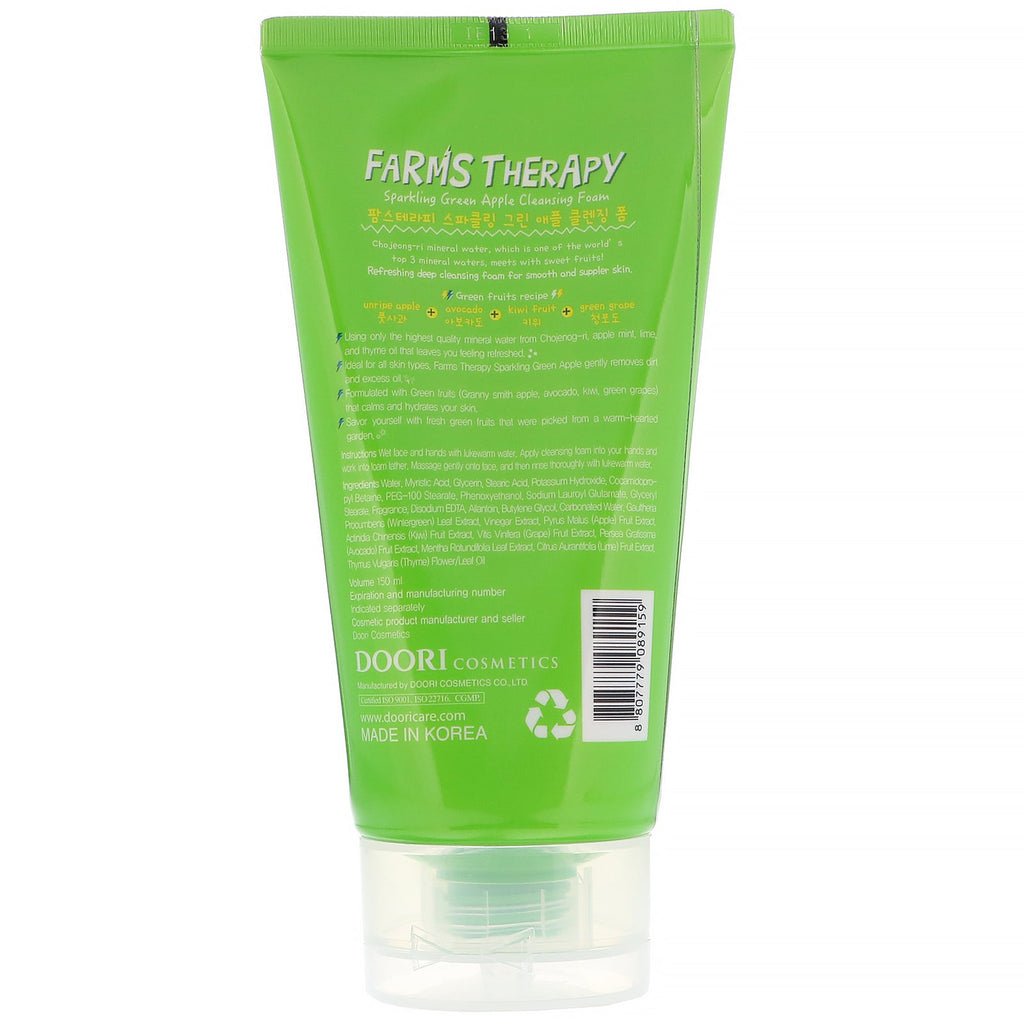 Doori Cosmetics, Farms Therapy, Sparkling Cleansing Foam,  Green Apple,  5.0 fl oz (150 ml)