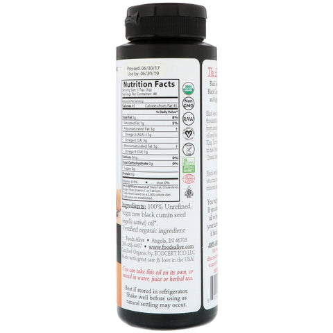 Foods Alive, Artisan Cold-Pressed, Black Seed Oil, 8 fl oz (236 ml)