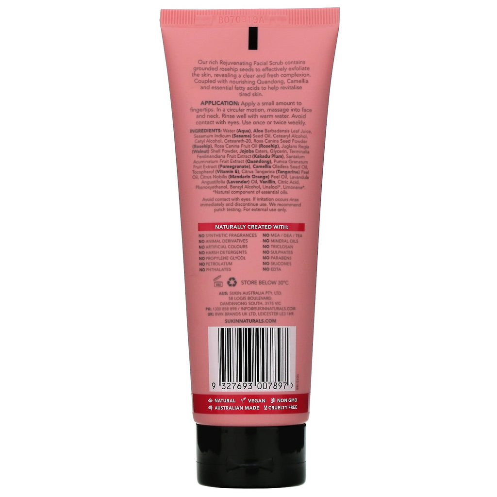 Sukin, Rejuvenating Facial Scrub, Rosehip, 4.23 fl oz (125 ml)