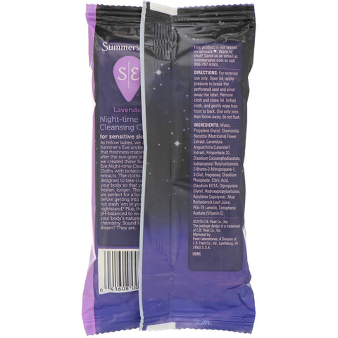 Summer's Eve, Cleansing Cloths, Night-Time, Lavender, 32 Cloths