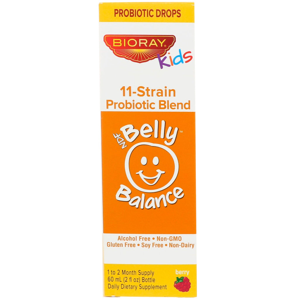 Bioray, Kids, NDF Belly Balance, 11-Strain Probiotic Blend, Berry Flavor, 2 fl oz (60ml)