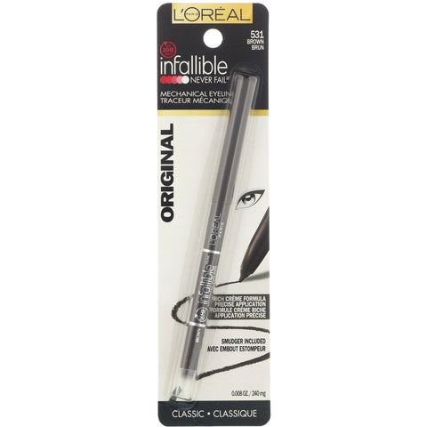 L'Oreal, Infallible Mechanical Eyeliner, 531 Brown, 0.008 oz (240 mg)