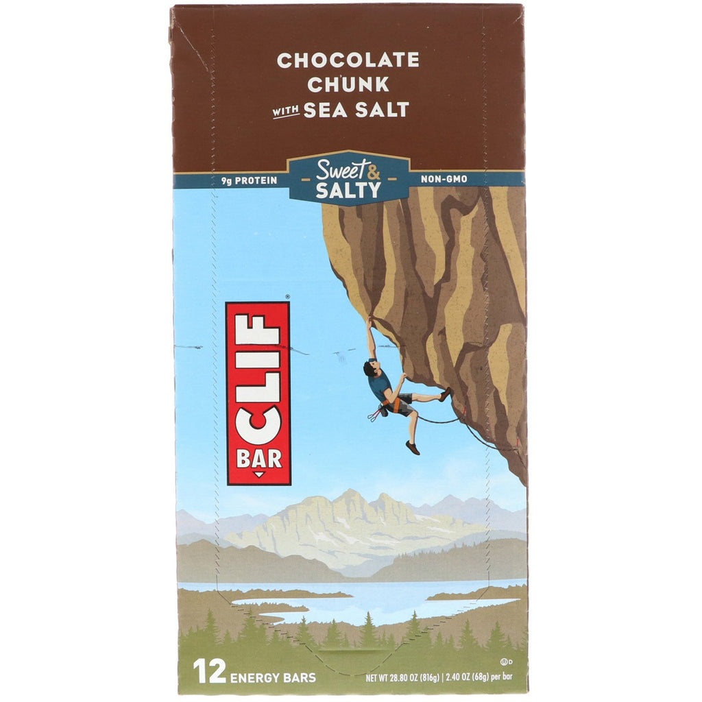 Clif Bar, Energy Bar, Chocolate Chunk with Sea Salt, 12 Bars, 2.40 oz (68 g) Each