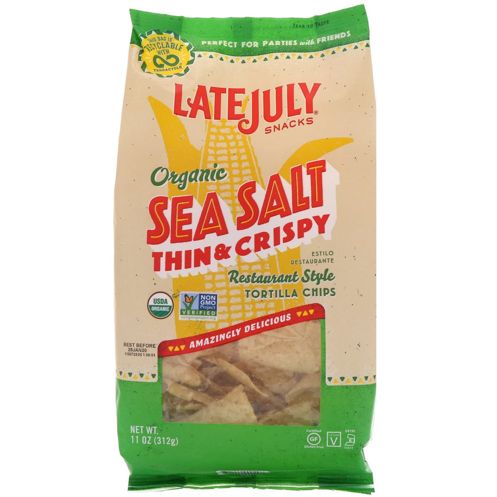 Sidst i juli, tynde og sprøde tortillachips i restaurantstil, havsalt, 312 g (11 oz)