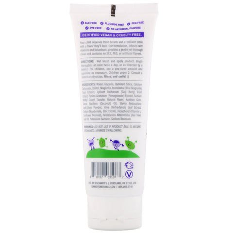 Schmidt's, Kids Tooth + Mouth Paste, Mint + Berry, 4.7 oz (133 g)