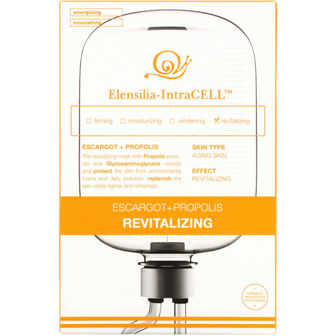 Elensilia, Elensilia-IntraCELL, Escargot + Propolis Revitalizing Mask, 10 Sheets, 0.85 fl oz (25 ml) Each