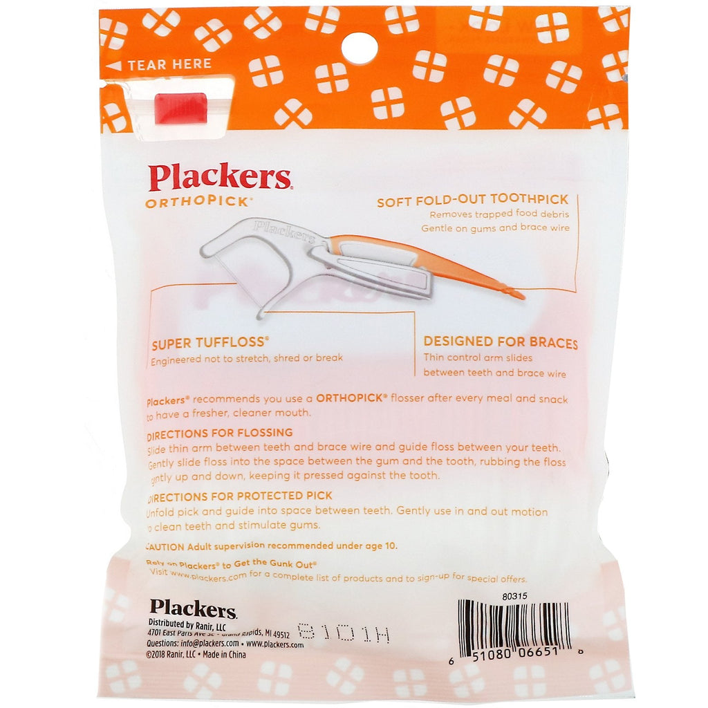 Plackers, Orthopick, Dental Flossers, 36 Count