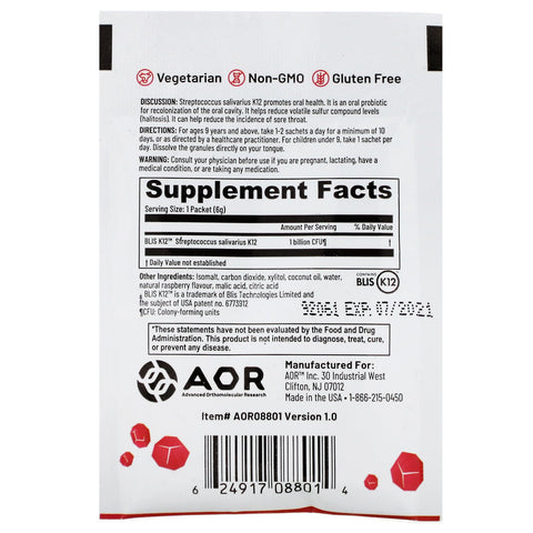 Advanced Orthomolecular Research AOR, Lava Rox, Probiotic for Oral Health, Natural Raspberry, .2 oz (6 g)