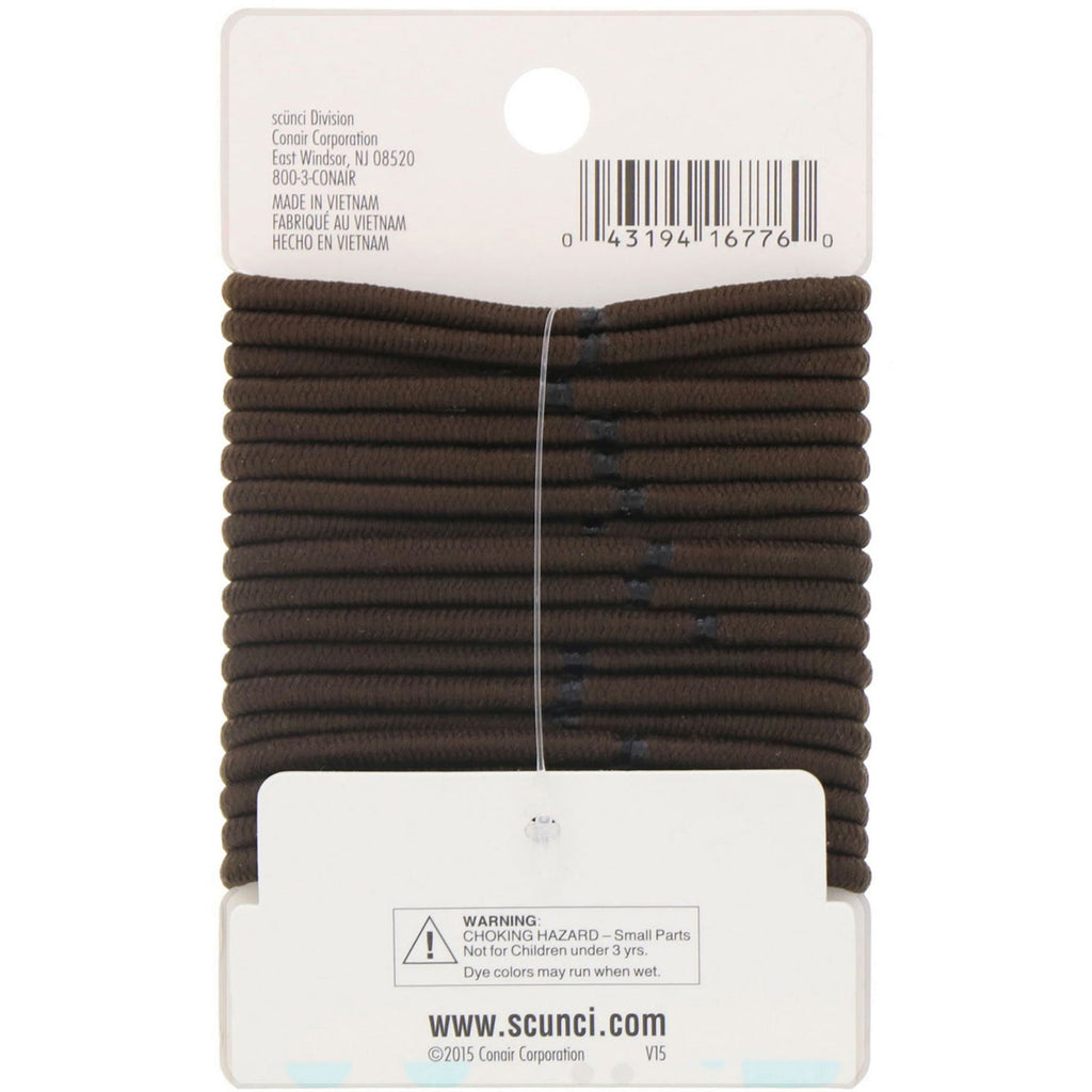 Scunci, No Damage Elastics, All Day Medium Hold, Brown, 18 Pieces