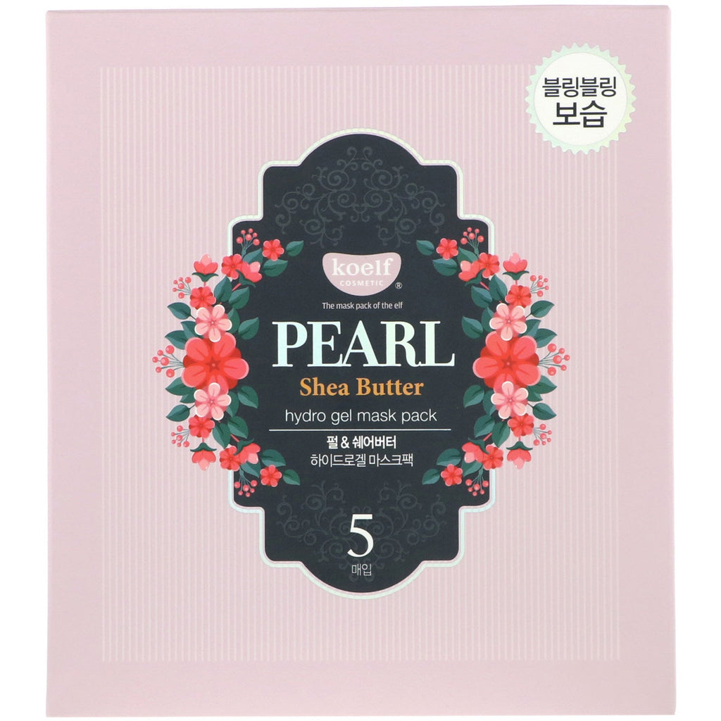 Koelf, Pearl Shea Butter, Hydro Gel Mask Pack, 5 Sheets, 30 g Each