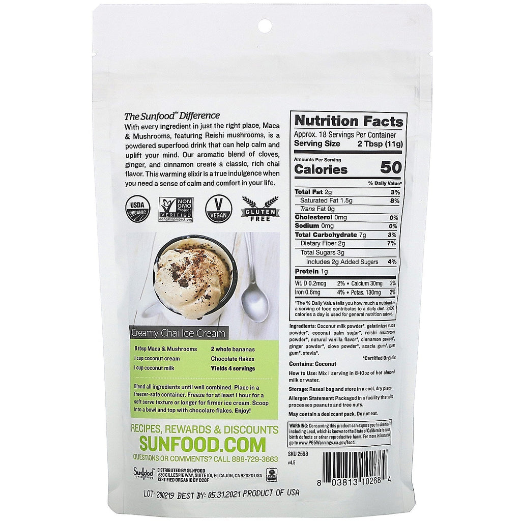 Sunfood, Superfoods,  Maca & Mushrooms, 7 oz (198 g)