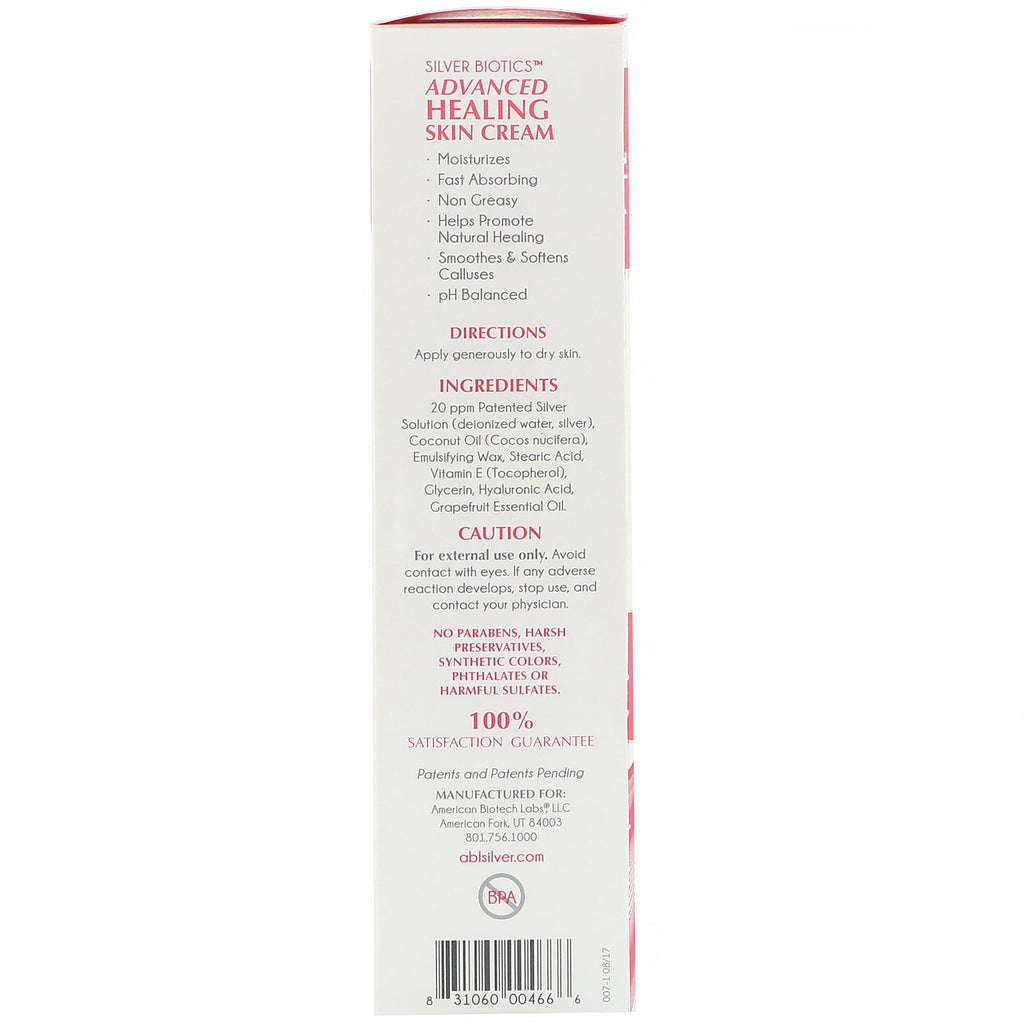 American Biotech Labs, Advanced Healing Skin Cream, Natural Grapefruit Scent, 3.4 oz (96 g)