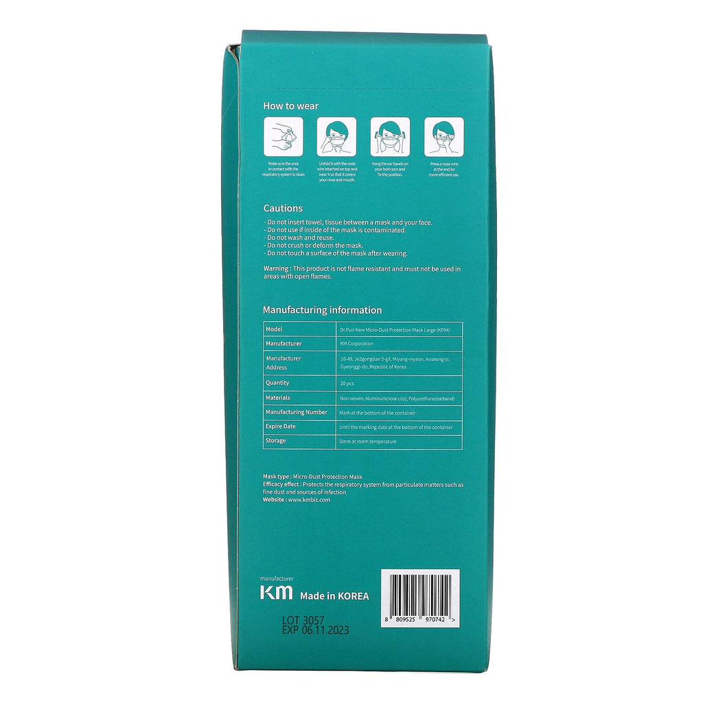 Dr. Puri, Disposable KF94 ( N95 / KN95/ FFP2 ) Mask, 20 Masks