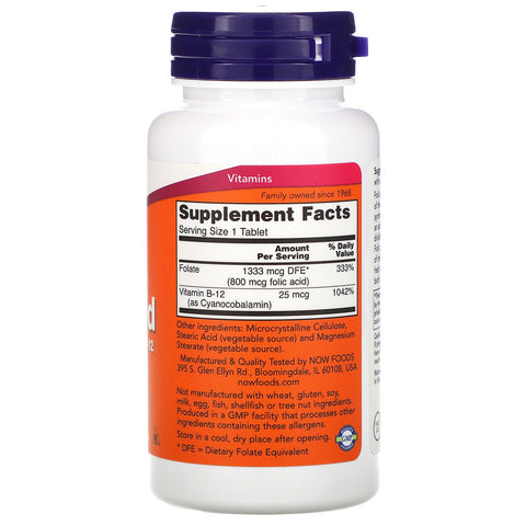 Now Foods, Folic Acid, 800 mcg, 250 Tablets