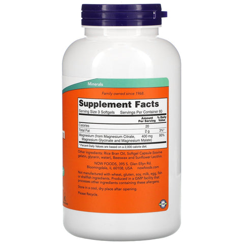 Now Foods, Magnesium Citrate, 180 Softgels