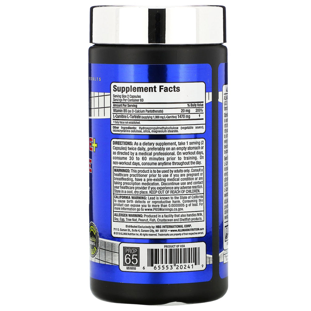 ALLMAX Nutrition, L-Carnitine + Tartrate, 120 Capsules