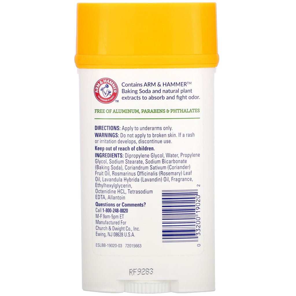 Arm & Hammer, Essentials with Natural Deodorizers, Deodorant, Fresh Rosemary Lavender, 2.5 oz (71 g)