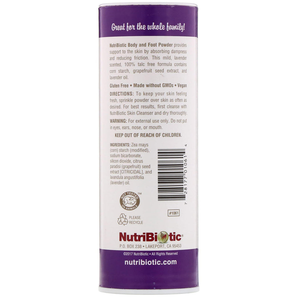 NutriBiotic, Body & Foot Powder with Grapefruit Seed Extract & Lavender Oil, Lavender, 4 oz (113 g)