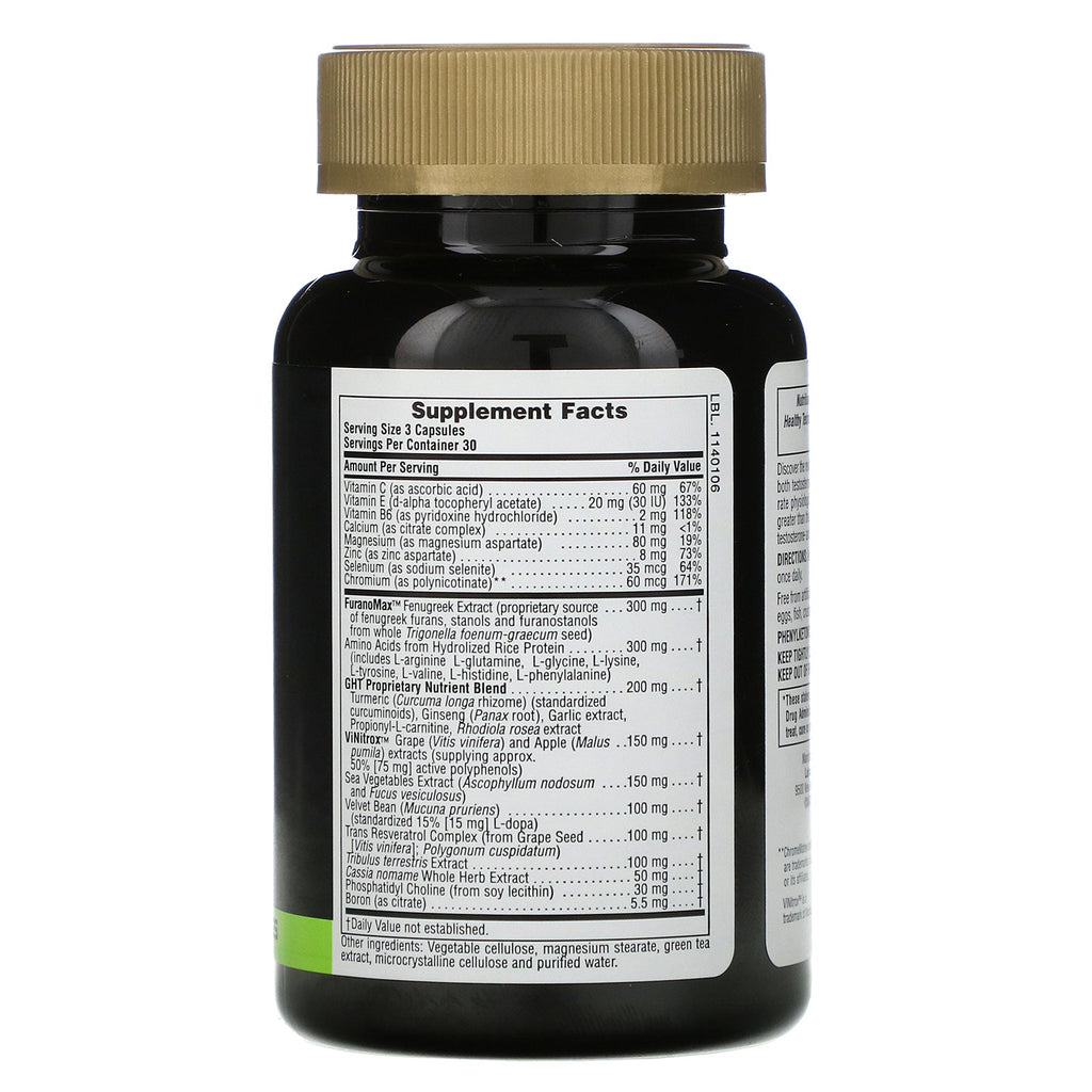 Nature's Plus, GHT Male, Human Growth Hormone og Testosteron Boost for Mænd, 90 vegetariske kapsler
