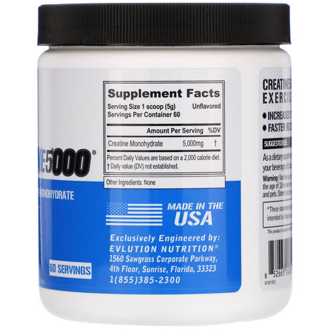 EVLution Nutrition, CREATINE5000, Unflavored, 10.58 oz (300 g)