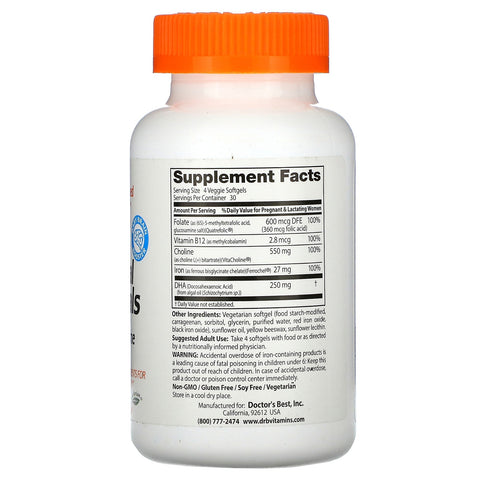 Doctor's Best, Prenatal Essentials with Choline & DHA, 120 Veggie Softgels
