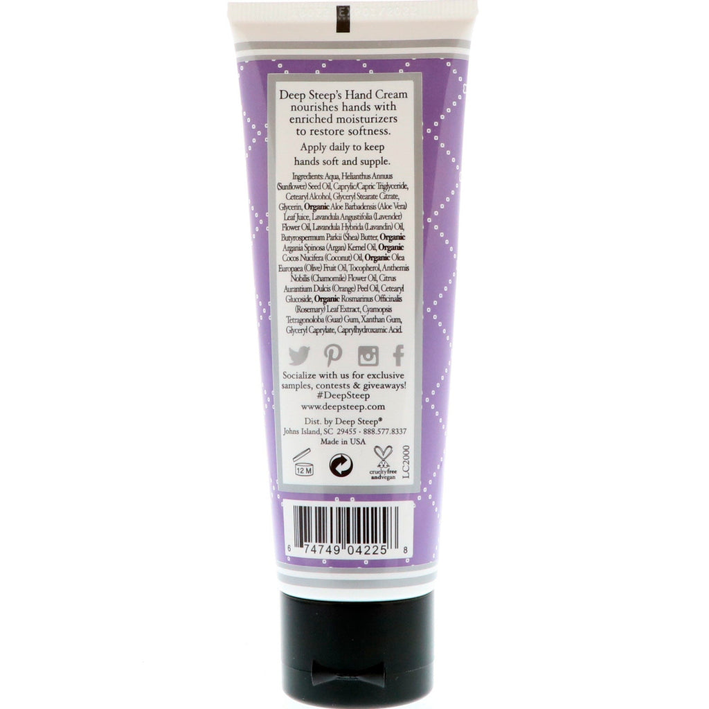 Deep Steep, Hand Cream, Lavender Chamomile, 2 fl oz (59 ml)