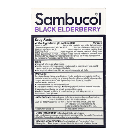 Sambucol, Black Elderberry, Cold & Flu Relief, 30 Quick Dissolve Tablets