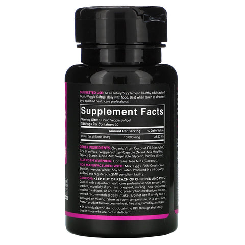 Sports Research, Biotin with Coconut Oil, 10,000 mcg, 30 Veggie Softgels