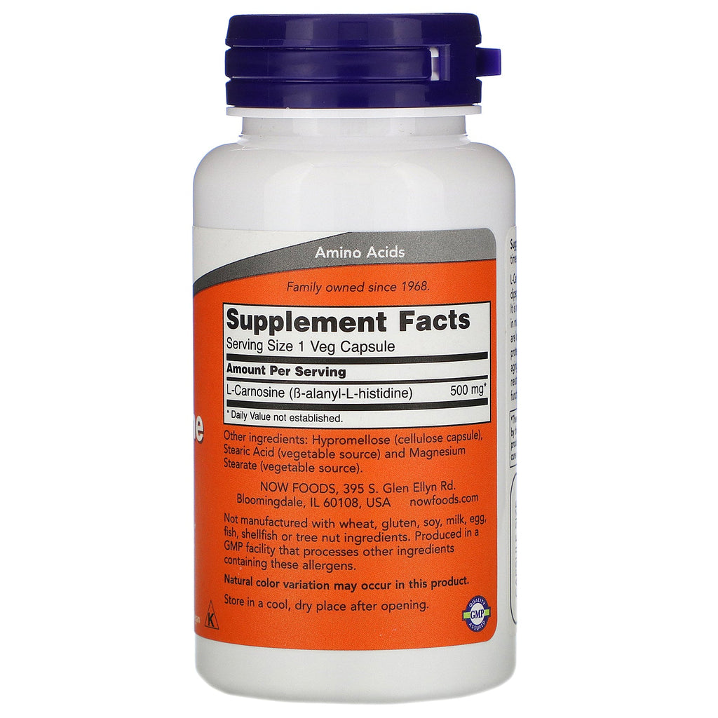 Now Foods, L-Carnosine, 500 mg, 50 Veg Capsules