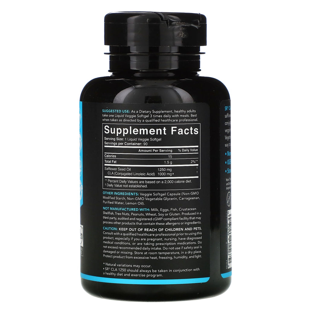 Sports Research, CLA 1250, Plant Based, 1,250 mg, 90 Veggie Softgels